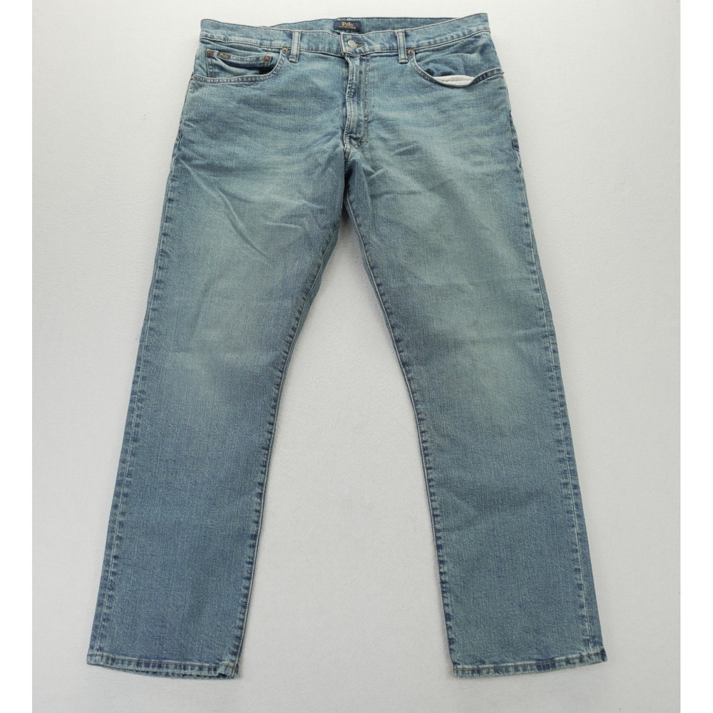 Polo Ralph Lauren Hampton Relaxed Straight Light Wash Denim Jeans Mens 36x32